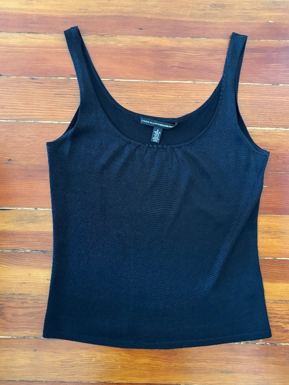 Linda Allard Ellen Tracy 100% Silk Designer Vintage Black Tank Top CBK